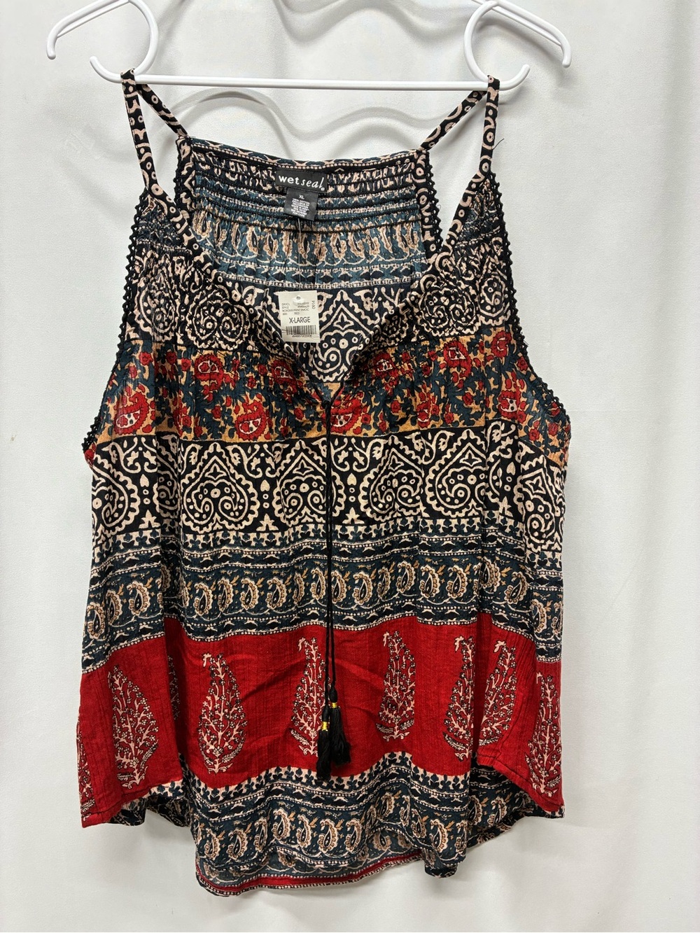 Wet Seal womens boho blouse xl tank top y2k flowy lightweight shirt nwt